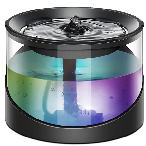 Super Quiet LED Light Dog Bowl Dispenser Plastic Pet Drinking Fountain