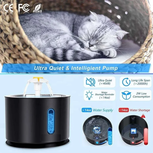 Stainless Steel Automatic Dog Drinking Feeder Cat Dog Pet Water Drink Fountain