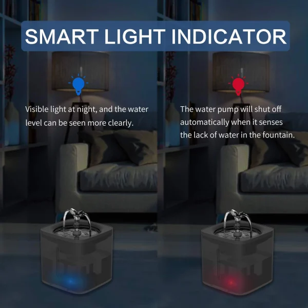 Super Quiet LED Light Dog Bowl Dispenser Plastic Pet Drinking Fountain