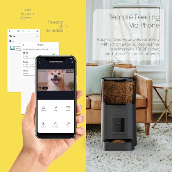 Automatic Smart Pet Feeder Remote Control Cat Dog Food Dispenser